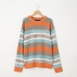 オフプライスストア(メンズ)(OFF PRICE STORE(Mens))の(Never)Acquiesce (ネバーアクイース) 配色切り替えクルーネックニット【SALE/カジュアル/デイリー/トレンド/ストリート】 オレンジボーダー(064)