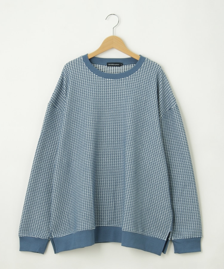 オフプライスストア(メンズ)(OFF PRICE STORE(Mens))の(Never)Acquiesce (ネバーアクイース) オーバーワッフルプルオーバー【SALE/カジュアル/デイリー/トレンド/ストリート/ユニセックス】 インディゴブルー(091)