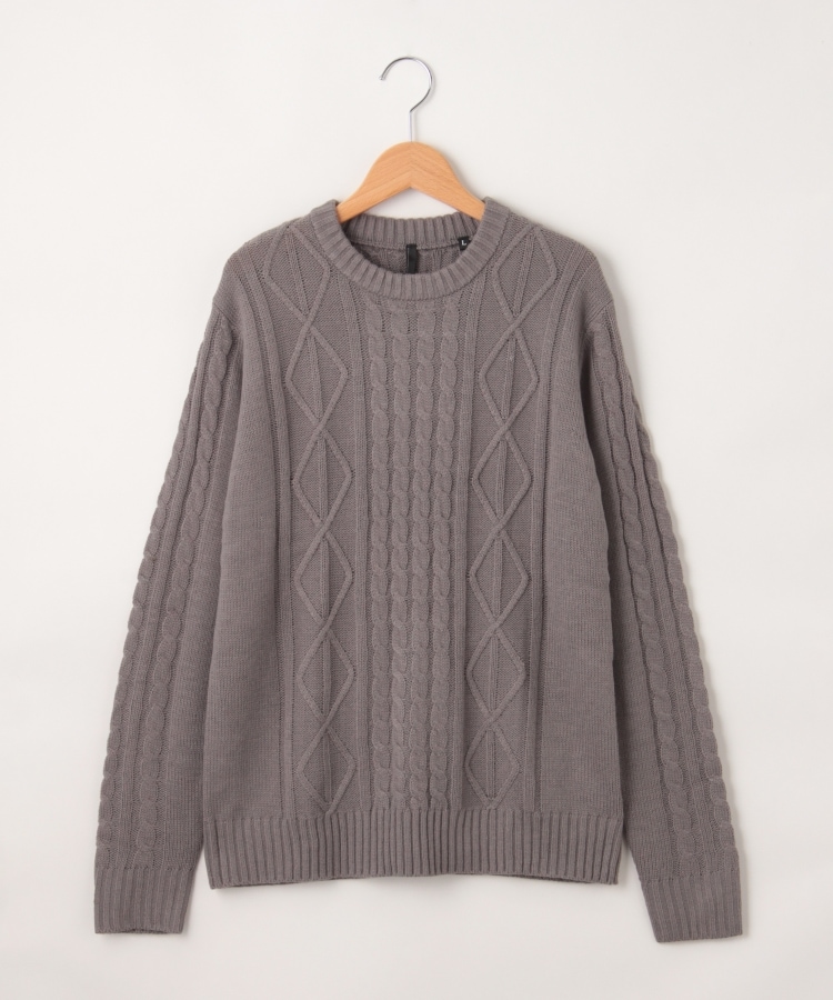 オフプライスストア(メンズ)(OFF PRICE STORE(Mens))のHALHAM（ハルハム） ケーブルニットセーター【SALE/カジュアル/デイリー/トレンド/ユニセックス】 グレー(012)