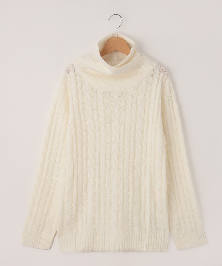 オフプライスストア(メンズ)(OFF PRICE STORE(Mens))のHALHAM（ハルハム） ケーブル編みハイネックニット【SALE/カジュアル/デイリー/トレンド/ルーズシルエット/ゆったり/ユニセックス】 生成(004)