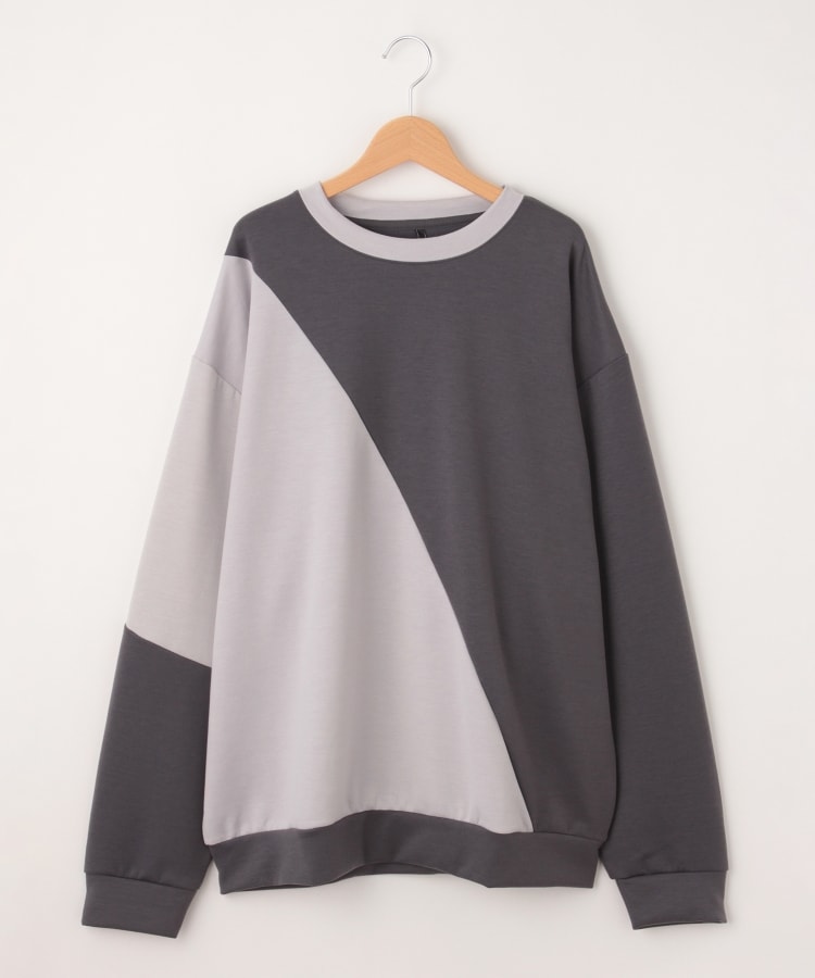 オフプライスストア(メンズ)(OFF PRICE STORE(Mens))のHALHAM（ハルハム） 切替デザインスウェット【SALE/カジュアル/デイリー/トレンド/ストリート/ユニセックス】 チャコールグレー(014)