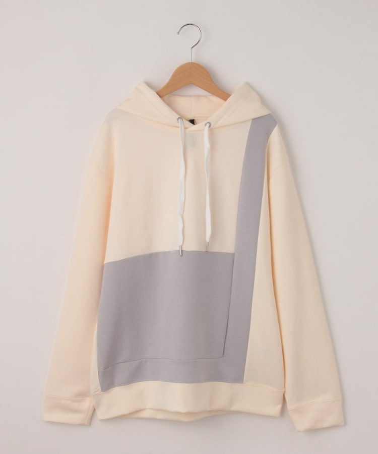 オフプライスストア(メンズ)(OFF PRICE STORE(Mens))のHALHAM（ハルハム） 切替デザインフーディーパーカー【SALE/カジュアル/デイリー/トレンド/ストリート/ユニセックス】 ホワイト(001)