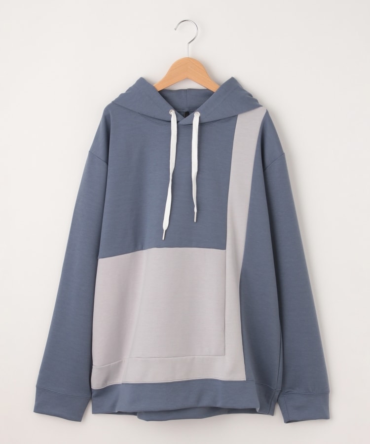 オフプライスストア(メンズ)(OFF PRICE STORE(Mens))のHALHAM（ハルハム） 切替デザインフーディーパーカー【SALE/カジュアル/デイリー/トレンド/ストリート/ユニセックス】 ブルー(091)