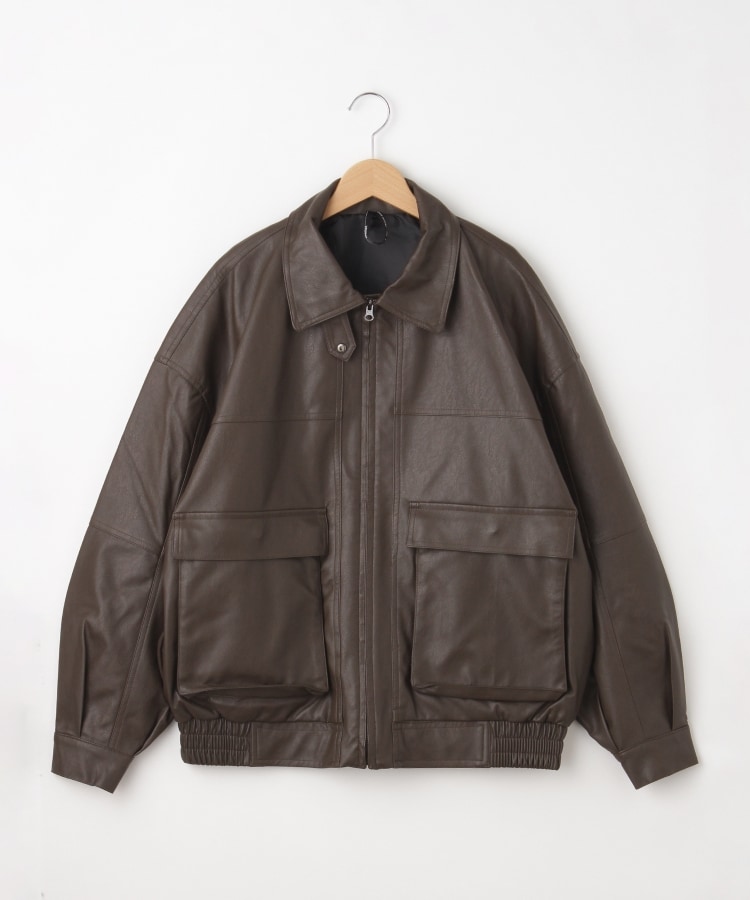 HALHAM(ハルハム) ビッグポケットレザー調ジャケット【SALE HALHAM(ハルハム) ビッグポケットレザー調ジャケット【SALE