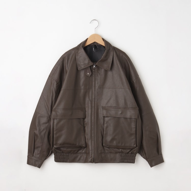 オフプライスストア(メンズ)(OFF PRICE STORE(Mens))のHALHAM（ハルハム） ビッグポケットレザー調ジャケット【SALE/カジュアル/デイリー/トレンド/ストリート/ユニセックス】 ブルゾン/ジャンバー
