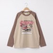 オフプライスストア(メンズ)(OFF PRICE STORE(Mens))のHALHAM　ラグラン プリント ロングスリーブTシャツ/リンガー ロンT ベージュ(052)