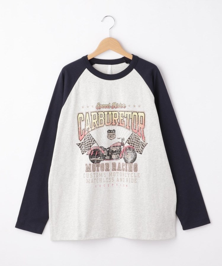 HALHAM ラグラン プリント ロングスリーブTシャツ/リンガー ロン HALHAM ラグラン プリント ロングスリーブTシャツ/リンガー ロン