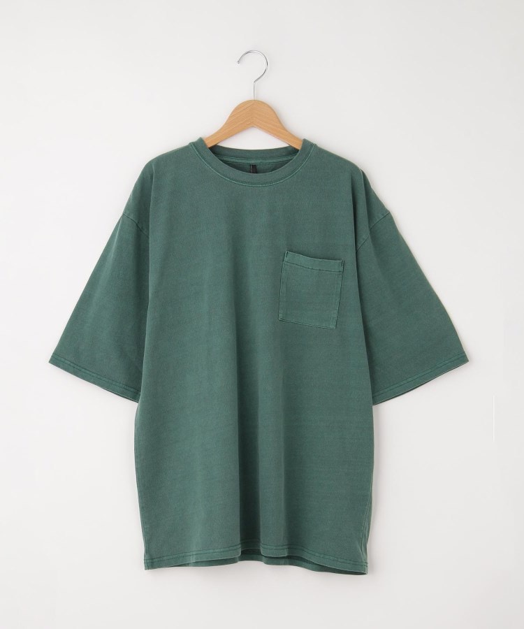 オフプライスストア(メンズ)(OFF PRICE STORE(Mens))のHALHAM（ハルハム） Pigment hard wash pocket T/ピグメント ハードウォッシュ ポケット付き Tシャツ【SALE/オーバーサイズ/カットソー/デイリー/ユニセックス】 グリーン(022)