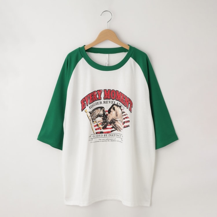 オフプライスストア(メンズ)(OFF PRICE STORE(Mens))のHALHAM　oversize raglan sleeve print  T-shirt/オーバーサイズ ラグランスリーブ プリント Tシャツ/リンガー プリントTシャツ Ｔシャツ