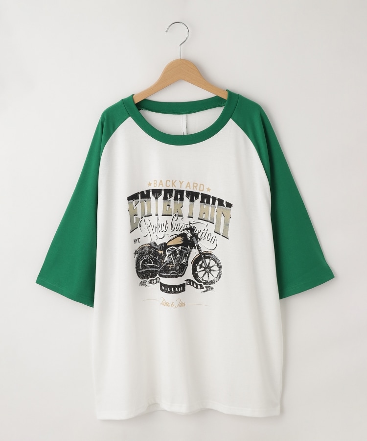 オフプライスストア(メンズ)(OFF PRICE STORE(Mens))のHALHAM　oversize raglan sleeve print  T-shirt/オーバーサイズ ラグランスリーブ プリント Tシャツ/リンガー プリントTシャツ グリーン(022)