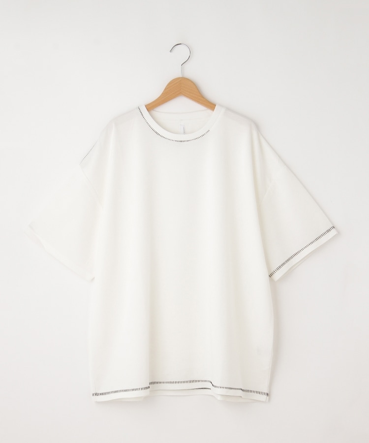 オフプライスストア(メンズ)(OFF PRICE STORE(Mens))のHALHAM（ハルハム） 刺しゅう入りソフトTシャツ【SALE/オーバーサイズ/カジュアル/カットソー/デイリー/ユニセックス/ルーズシルエット】 ホワイト(001)