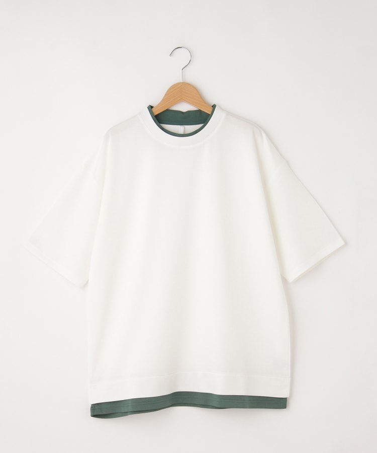 オフプライスストア(メンズ)(OFF PRICE STORE(Mens))の【SALE/接触冷感/ユニセックス/手洗い可】 HALHAM（ハルハム）　フェイクレイヤード ダンボールニット クルーネック半袖Tシャツ ホワイト(001)