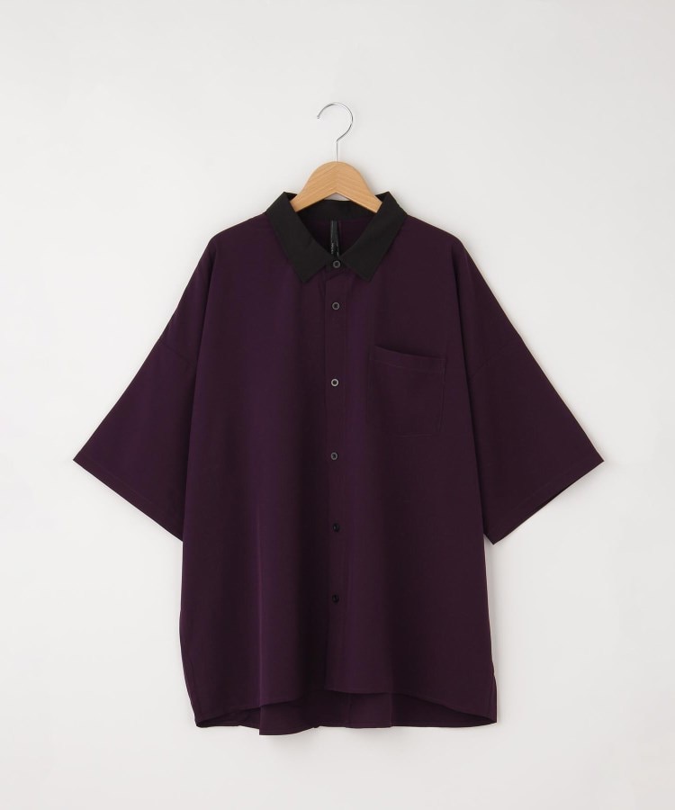 オフプライスストア(メンズ)(OFF PRICE STORE(Mens))のHALHAM　ポリストレッチ クレリック半袖ビッグシャツ パープル(082)