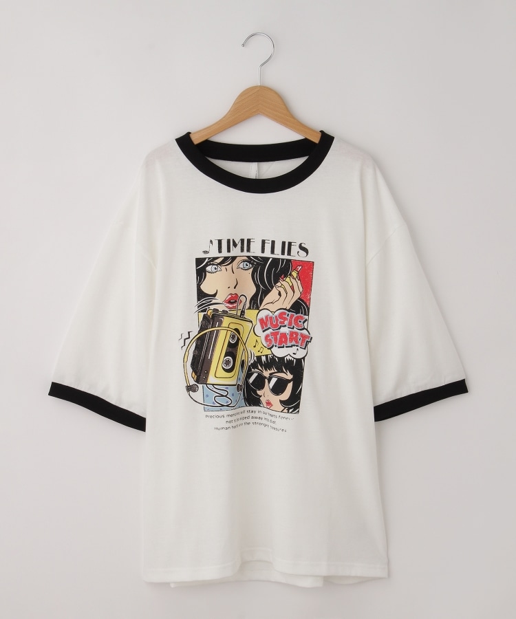 オフプライスストア(メンズ)(OFF PRICE STORE(Mens))のHALHAM　oversize raglan sleeve print  T-shirt/オーバーサイズ ラグランスリーブ プリント Tシャツ/リンガー プリントTシャツ ブラック(019)