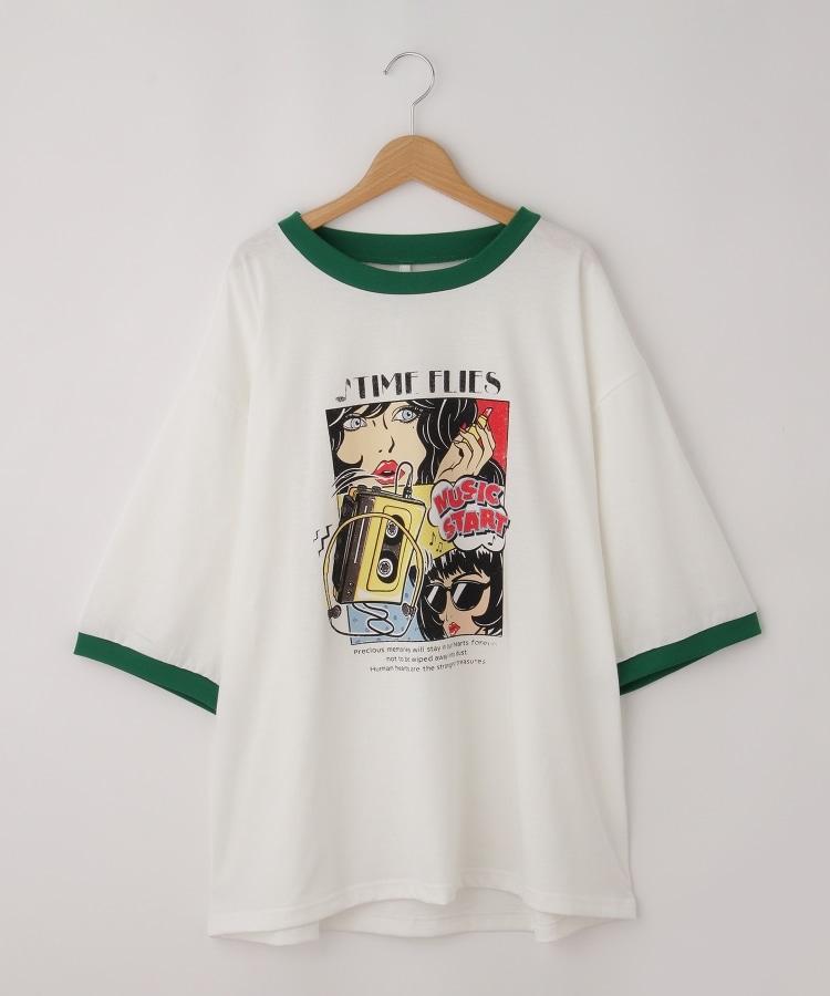 オフプライスストア(メンズ)(OFF PRICE STORE(Mens))のHALHAM（ハルハム） oversize raglan sleeve print T-shirt/オーバーサイズ ラグランスリーブ プリント Tシャツ/リンガー プリントTシャツ【SALE】 グリーン(022)