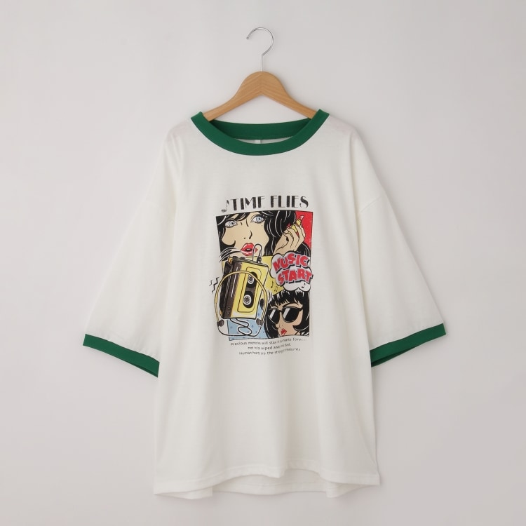 オフプライスストア(メンズ)(OFF PRICE STORE(Mens))のHALHAM　oversize raglan sleeve print  T-shirt/オーバーサイズ ラグランスリーブ プリント Tシャツ/リンガー プリントTシャツ Ｔシャツ