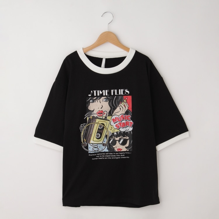オフプライスストア(メンズ)(OFF PRICE STORE(Mens))のHALHAM　oversize raglan sleeve print  T-shirt/オーバーサイズ ラグランスリーブ プリント Tシャツ/リンガー プリントTシャツ Ｔシャツ
