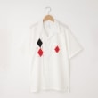 オフプライスストア(メンズ)(OFF PRICE STORE(Mens))のHALHAM（ハルハム） ダイヤ柄半袖シャツ【SALE/オーバーサイズ/カジュアル/きれいめカジュアル/ストリート/デイリー/ユニセックス/スポーティースタイル/ルーズシルエット/洗濯可】 ホワイト(001)