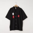 オフプライスストア(メンズ)(OFF PRICE STORE(Mens))のHALHAM（ハルハム） ダイヤ柄半袖シャツ【SALE/オーバーサイズ/カジュアル/きれいめカジュアル/ストリート/デイリー/ユニセックス/スポーティースタイル/ルーズシルエット/洗濯可】 ブラック(019)