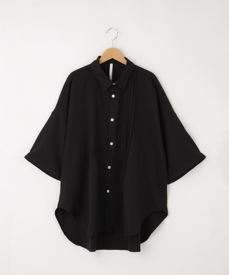 オフプライスストア(メンズ)(OFF PRICE STORE(Mens))のHALHAM（ハルハム）　ハードウォッシュ オープンカラー チェック シャツ/開襟半袖シャツ　【SALE/ルーズシルエット/ユニセックス】 ブラック(019)