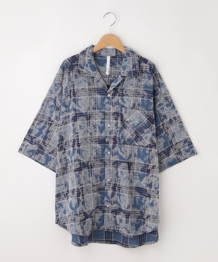 オフプライスストア(メンズ)(OFF PRICE STORE(Mens))のHALHAM（ハルハム） ピンタック ワイド ドレスシャツ/半袖シャツ　【SALE/ルーズシルエット/ユニセックス】 ブルー(091)