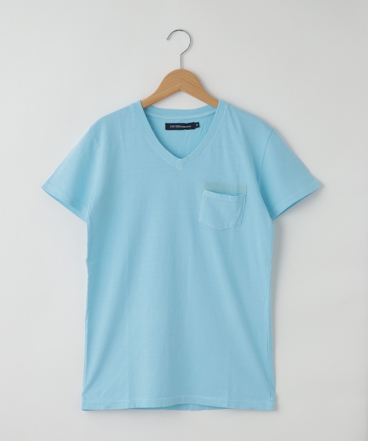 オフプライスストア(メンズ)(OFF PRICE STORE(Mens))の(Never)Acquiesce (ネバーアクイース) コットンVネックポケット付き半袖Tシャツ【SALE/カジュアル/きれいめカジュアル/デイリー】 サックスブルー(091)