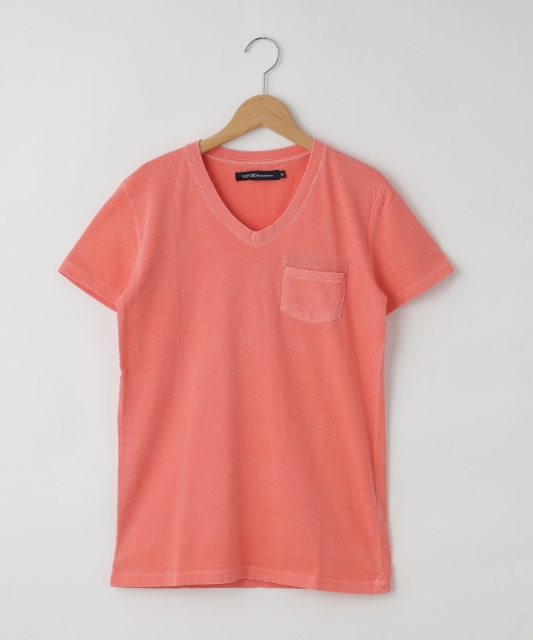 オフプライスストア(メンズ)(OFF PRICE STORE(Mens))の(Never)Acquiesce (ネバーアクイース) コットンVネックポケット付き半袖Tシャツ【SALE/カジュアル/きれいめカジュアル/デイリー】 ピンク(071)