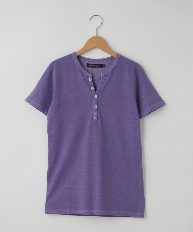 オフプライスストア(メンズ)(OFF PRICE STORE(Mens))の(Never)Acquiesce (ネバーアクイース) コットンヘンリーネック半袖Tシャツ【SALE/カジュアル/きれいめカジュアル/ストリート/デイリー】 パープル(081)