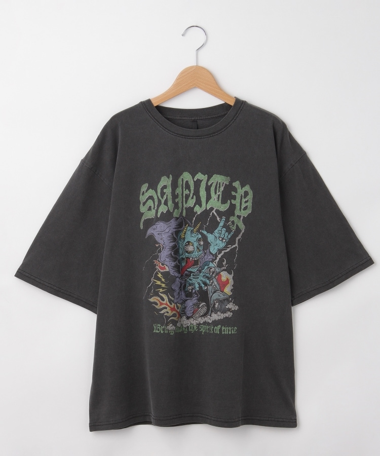 オフプライスストア(メンズ)(OFF PRICE STORE(Mens))のHALHAM（ハルハム） USED風プリントTシャツ（骸骨） ブラック(019)