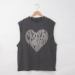 オフプライスストア(メンズ)(OFF PRICE STORE(Mens))のHALHAM（ハルハム） USED風プリントタンクトップ（ハートロゴ）【SALE/オーバーサイズ/カジュアル/ストリート/デイリー/スポーティースタイル/ルーズシルエット/ユニセックス】 ブラック(019)