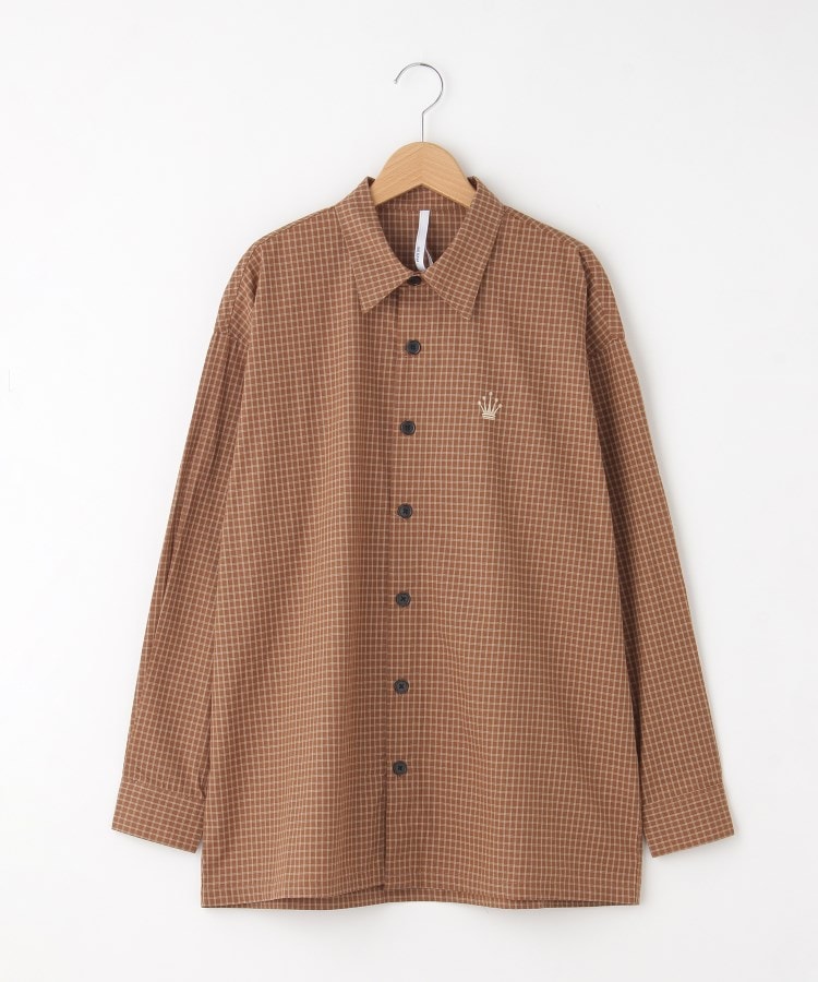 オフプライスストア(メンズ)(OFF PRICE STORE(Mens))のHALHAM（ハルハム） ワンポイント刺繍チェック柄シャツ【SALE/セール/カジュアル/デイリー/トレンド/ユニセックス】 ブラウン(042)