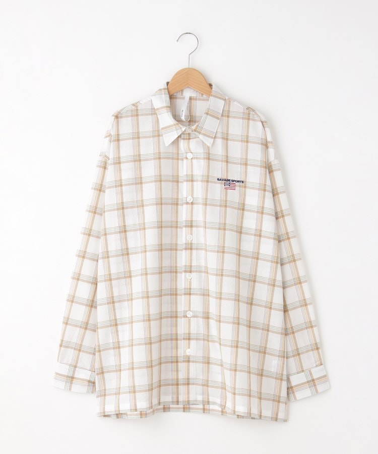 オフプライスストア(メンズ)(OFF PRICE STORE(Mens))のHALHAM（ハルハム） ワンポイント刺繍チェック柄シャツ【SALE/セール/カジュアル/デイリー/トレンド/ユニセックス】 オフホワイト(003)