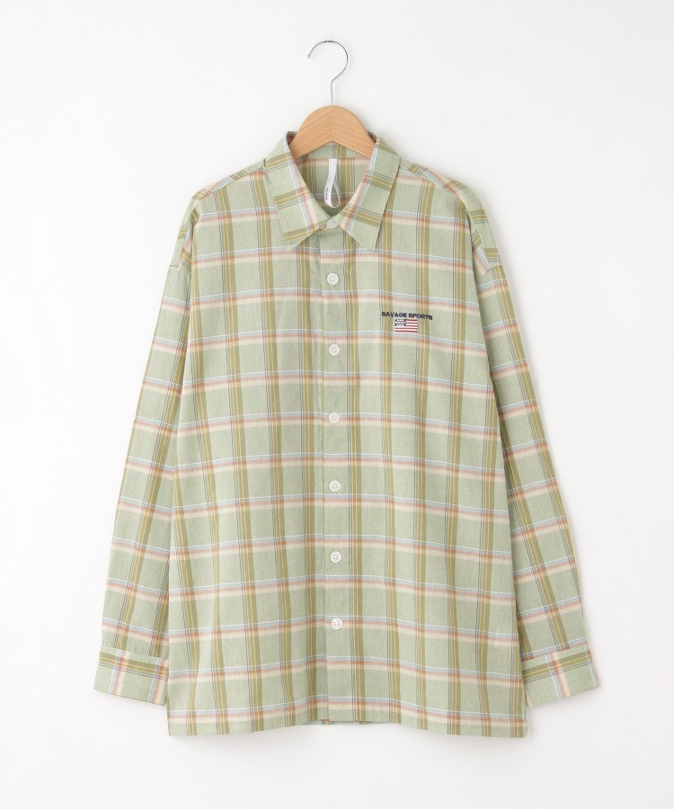 オフプライスストア(メンズ)(OFF PRICE STORE(Mens))のHALHAM（ハルハム） ワンポイント刺繍チェック柄シャツ【SALE/セール/カジュアル/デイリー/トレンド/ユニセックス】 グリーン(022)