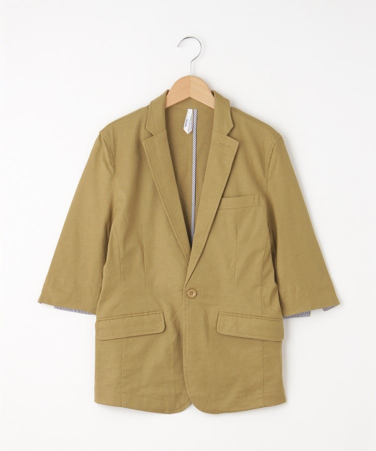 オフプライスストア(メンズ)(OFF PRICE STORE(Mens))のHALHAM（ハルハム） 麻混七分丈ジャケット【SALE/セール/カジュアル/デイリー/トレンド/きれいめカジュアル/ユニセックス】 ベージュ(051)