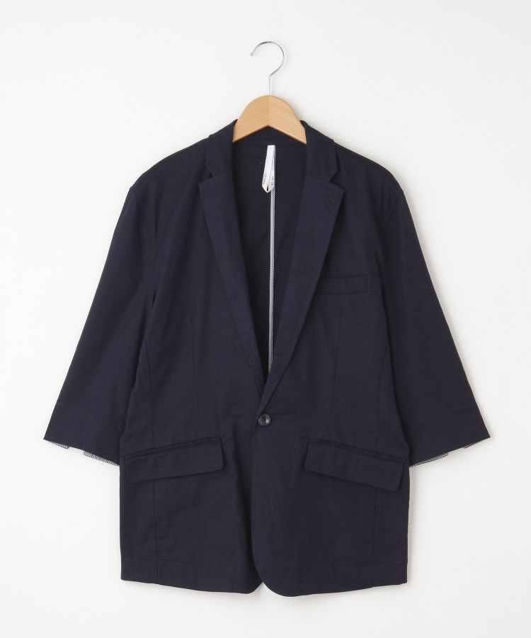 オフプライスストア(メンズ)(OFF PRICE STORE(Mens))のHALHAM（ハルハム） 麻混七分丈ジャケット【SALE/セール/カジュアル/デイリー/トレンド/きれいめカジュアル/ユニセックス】 ネイビー(093)
