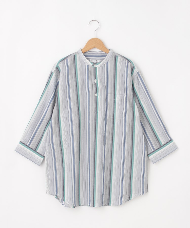 オフプライスストア(メンズ)(OFF PRICE STORE(Mens))のgarsonwave(ギャルソンウェーブ) バンドカラーストライプシャツ ブルー(192)