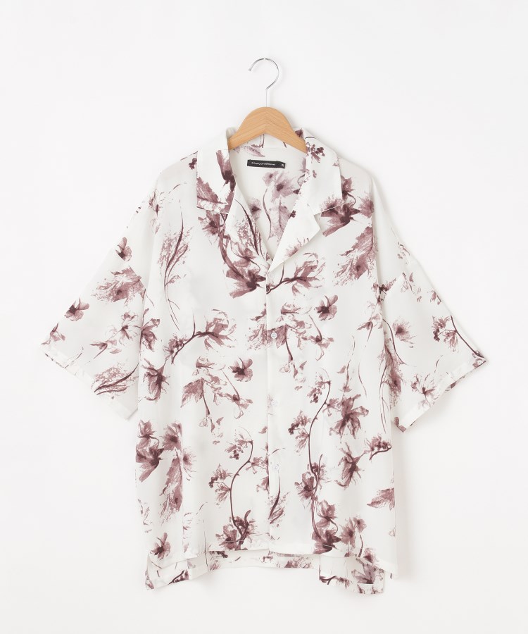 オフプライスストア(メンズ)(OFF PRICE STORE(Mens))のgarsonwave(ギャルソンウェーブ) オープンカラー総柄半袖シャツ【SALE/セール/オフプライス/カジュアル/デイリー/トレンド】 ホワイト1(988)