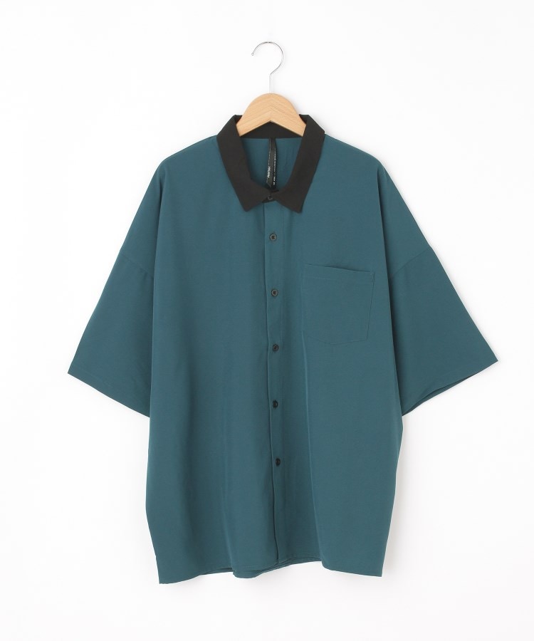 オフプライスストア(メンズ)(OFF PRICE STORE(Mens))のHALHAM（ハルハム） 襟切り替えシャツ【SALE/セール/カジュアル/デイリー/トレンド/バイカラー/ユニセックス】 グリーン(022)
