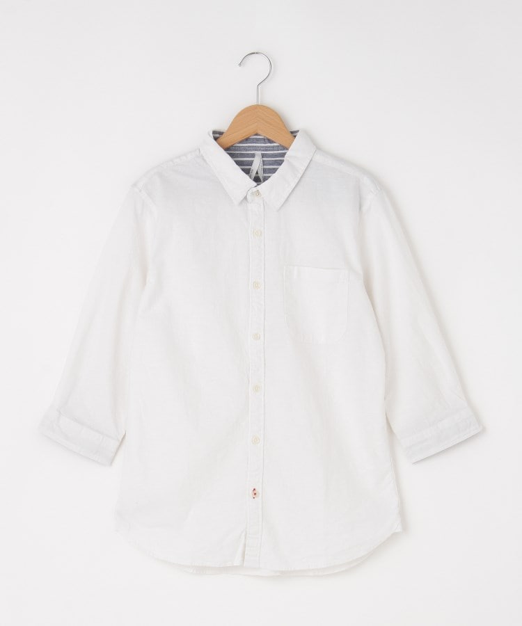 オフプライスストア(メンズ)(OFF PRICE STORE(Mens))のHALHAM（ハルハム） リネン混5分袖シャツ【SALE/セール/カジュアル/デイリー/トレンド/きれいめカジュアル】 ホワイト(001)
