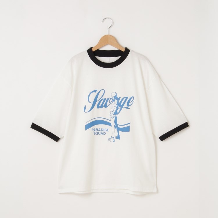 オフプライスストア(メンズ)(OFF PRICE STORE(Mens))のHALHAM（ハルハム） プリントリンガーTシャツ【SALE/セール/カジュアル/デイリー/トレンド/ストリート/ユニセックス】 Ｔシャツ