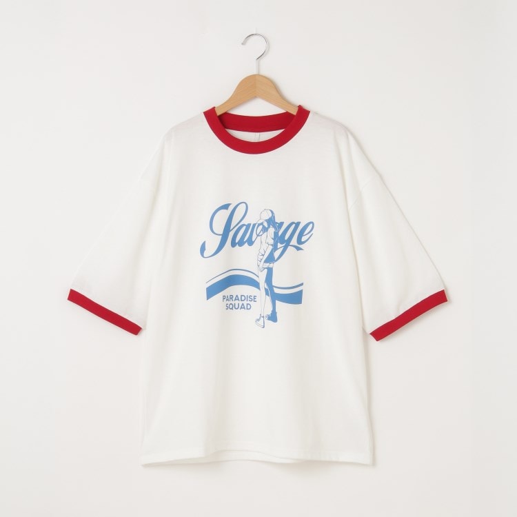 オフプライスストア(メンズ)(OFF PRICE STORE(Mens))のHALHAM（ハルハム） プリントリンガーTシャツ【SALE/セール/カジュアル/デイリー/トレンド/ストリート/ユニセックス】 Ｔシャツ