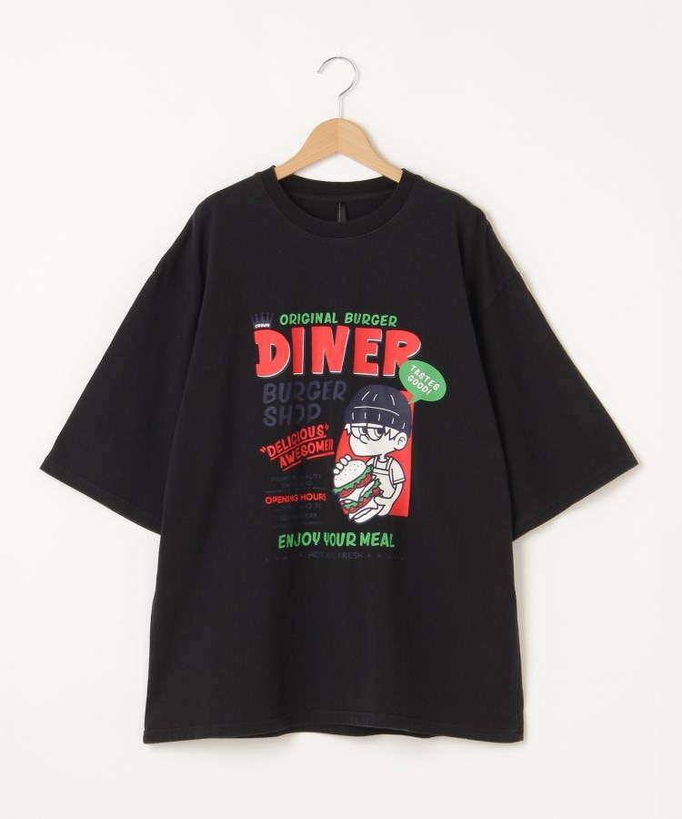 オフプライスストア(メンズ)(OFF PRICE STORE(Mens))のHALHAM（ハルハム） ヴィンテージ風加工プリントTシャツ【SALE/セール/カジュアル/デイリー/トレンド/ユニセックス】 ウォッシュブラック(019)