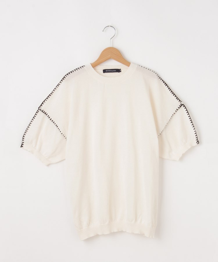 オフプライスストア(メンズ)(OFF PRICE STORE(Mens))の(Never)Acquiesce (ネバーアクイース) ステッチトリム半袖サマーニット【SALE/セール/カジュアル/デイリー/トレンド】 ホワイト(001)