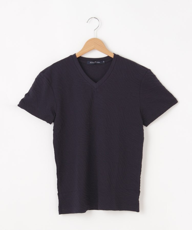 オフプライスストア(メンズ)(OFF PRICE STORE(Mens))の(Never)Acquiesce (ネバーアクイース) 立体デザインVネックTシャツ【SALE/セール/カジュアル/デイリー/トレンド/きれいめカジュアル】 ネイビー(093)