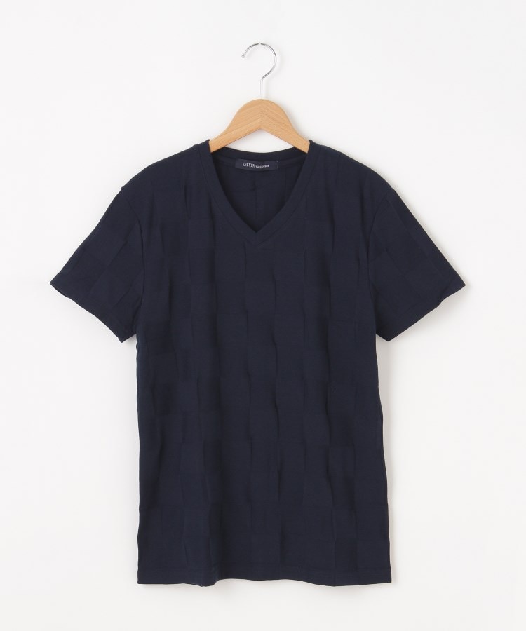 オフプライスストア(メンズ)(OFF PRICE STORE(Mens))の(Never)Acquiesce (ネバーアクイース) ブロックチェックデザインVネックTシャツ【SALE/セール/カジュアル/デイリー/トレンド/きれいめカジュアル】 ネイビー(093)