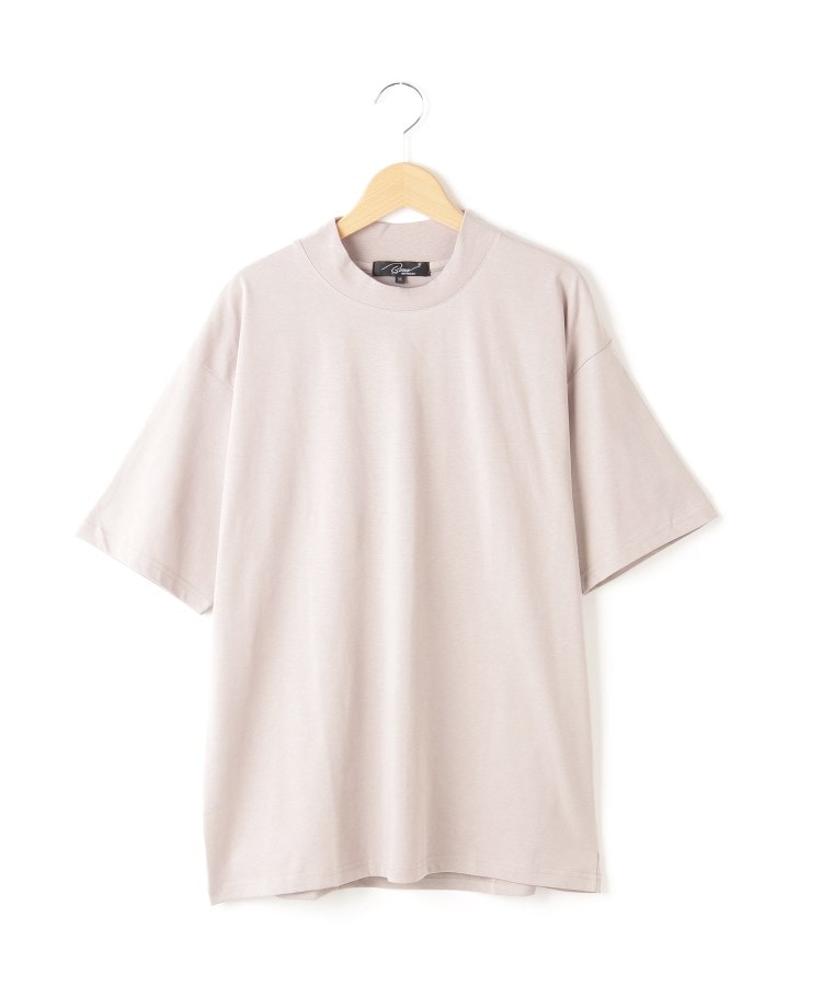 オフプライスストア(メンズ)(OFF PRICE STORE(Mens))の(Never)Acquiesce (ネバーアクイース) シルキータッチTシャツ(リブ幅２種類)【SALE/セール/カジュアル/デイリー/トレンド/きれいめカジュアル】 グレージュ(リブ幅太)(012)