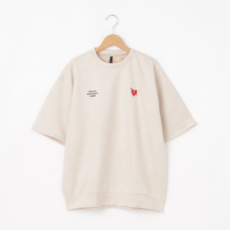 オフプライスストア(メンズ)(OFF PRICE STORE(Mens))のHALHAM（ハルハム） スエード調　刺繍ロゴ半袖カットソー【SALE/セール/オフプライス/カジュアル/デイリー/トレンド/ユニセックス】 カットソー