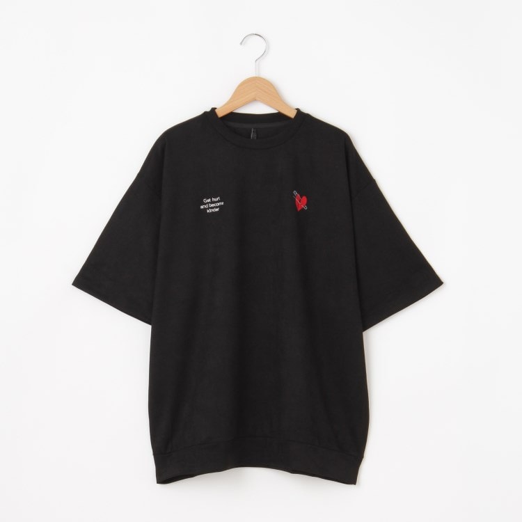 オフプライスストア(メンズ)(OFF PRICE STORE(Mens))のHALHAM（ハルハム） スエード調　刺繍ロゴ半袖カットソー【SALE/セール/オフプライス/カジュアル/デイリー/トレンド/ユニセックス】 カットソー