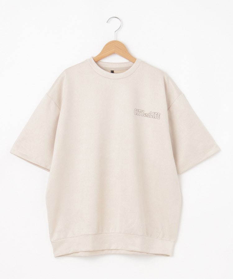 オフプライスストア(メンズ)(OFF PRICE STORE(Mens))のHALHAM（ハルハム） スエード調　プリント半袖カットソー【SALE/セール/オフプライス/カジュアル/デイリー/トレンド/ユニセックス】 オフホワイト(003)