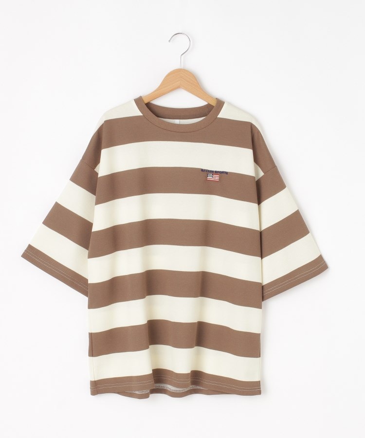 オフプライスストア(メンズ)(OFF PRICE STORE(Mens))のHALHAM（ハルハム） 刺繍ロゴボーダーTシャツ ブラウン(042)